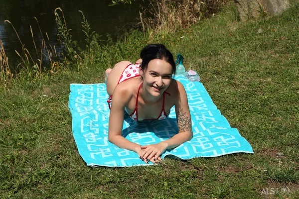 Brunette amateur has her hairless pussy fisted by a blonde lesbian near water  - Bikini, Teen, Outdoor, Fisting, Amateur, Pussy, Natural Tits, Tiny Tits, Skinny, Shaved  - Photo 1