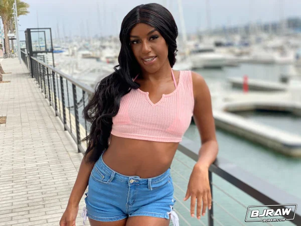Hot black teen Ashley Aleigh sports a jizz covered face after a blowjob  - Ebony, Bikini, Ball Licking, Teen, African, Facial, Black, Cumshot, Big Cock, Shorts  - Photo 2