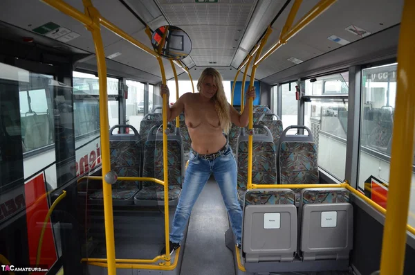 Blonde amateur Sweet Susi strips to her socks on a public bus  - MILF, BBW, Mature, Chubby, Amateur, Blonde, Curvy, Saggy Tits, Jeans, Thick  - Photo 6