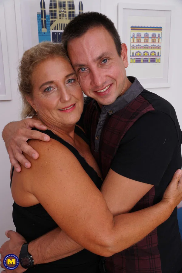 Mature housewife and her young boy toy fuck on a red chesterfield  - Granny, BBW, Chubby, Clothed, Reality, Big Tits, Saggy Tits, Seduction, Skirt, Curvy  - Photo 4