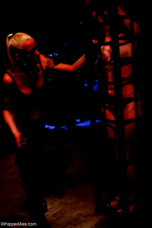 Naked girl is freed from a cage before being caned and masturbated by a blonde  - BDSM, Bondage, Lesbian, Natural Tits, Stockings, Ass, Big Tits, Fingering, White, PAWG  - Photo 7
