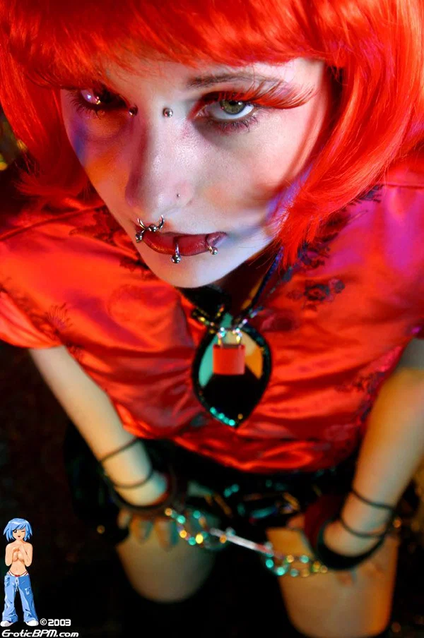 Solo girl with dyed hair and piercings gets naked on her home webcam  - Piercing, Redhead, Fetish, Tiny Tits, Babe, Clothed, Nipples, Hairy, Spreading, Beautiful  - Photo 2