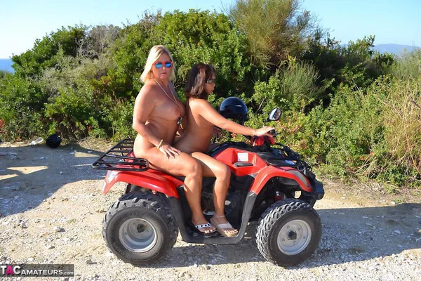 Mature blonde Nude Chrissy and her girlfriend go four wheeling in the nude  - BBW, MILF, Chubby, Outdoor, Mature, Amateur, Glasses, Thick, Curvy, European  - Photo 13