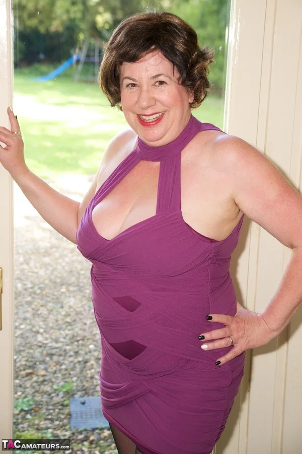 Mature plumper Dirty Doctor sports short hair while unveiling her natural tits  - Mature, Saggy Tits, Upskirt, Chubby, Curvy, BBW, Thick, Short Hair, Spreading, Clothed  - Photo 1