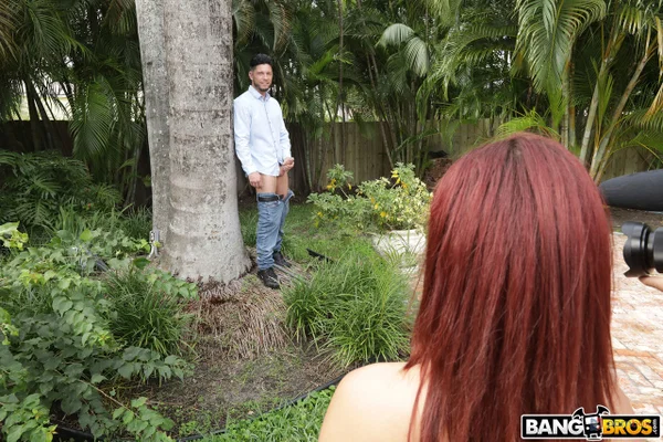 Redheaded Latina Kira Perez seduces a guy with her big tits before outdoor sex  - Caught, Latina, Hardcore, Reality, Outdoor, Redhead, Brunette, Blowjob, Non Nude, Cowgirl  - Photo 7