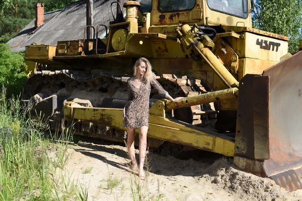 Blonde teen Ava List models naked upon heavy equipment during the day  - Outdoor, Skirt, Model, Blonde, Glamour, Ass, Tiny Tits, Clothed, PAWG, Babe  - Photo 1