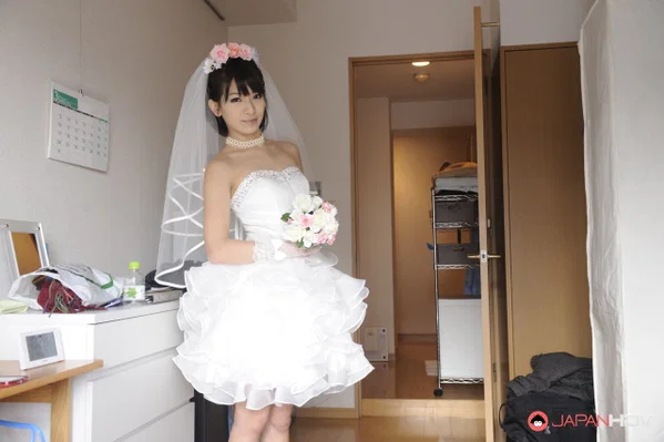 Pretty Japanese bride Ruri Narumiya takes off her wedding dress to pose nude  - Wedding, Japanese, Asian, Beautiful, Babe, Brunette, Skirt, Clothed, Pussy, Panties  - Photo 1