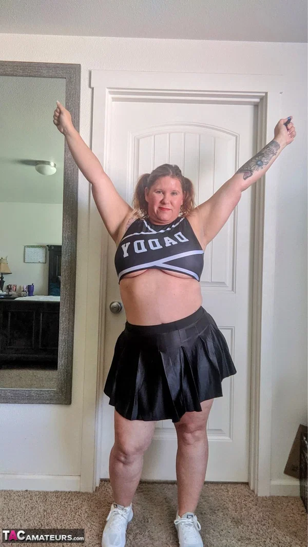 Mature fatty Busty Kris Ann finger fucks her pussy after licking a nipple  - BBW, Mature, Sports, Chubby, Cheerleader, Thick, Upskirt, Amateur, Curvy, Big Tits  - Photo 3