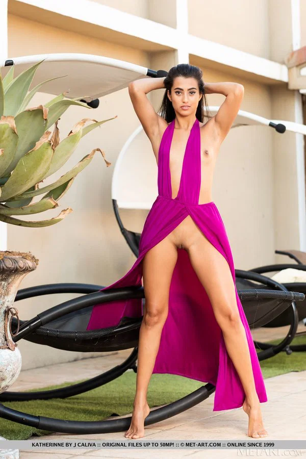 Latina teen Katherinne removes a long pink dress to model in the nude  - Latina, Pussy, Legs, Teen, Tiny Tits, Face, Shaved, Ass, Solo, Cute  - Photo 10