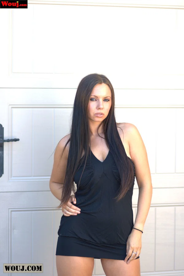 Amateur model Alektra Sky poses in a short dress while wearing her hair down  - Dress, Skirt, Amateur, Clothed, Beautiful, Brunette, Non Nude, Solo, Legs, Babe  - Photo 8
