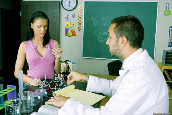 College girl Sienna West ends a wild fuck in the lab with jizz on her big tits  - Schoolgirl, Office, MILF, Uniform, Latina, Big Tits, Titjob, Stockings, Pornstar, Brunette  - Photo 1