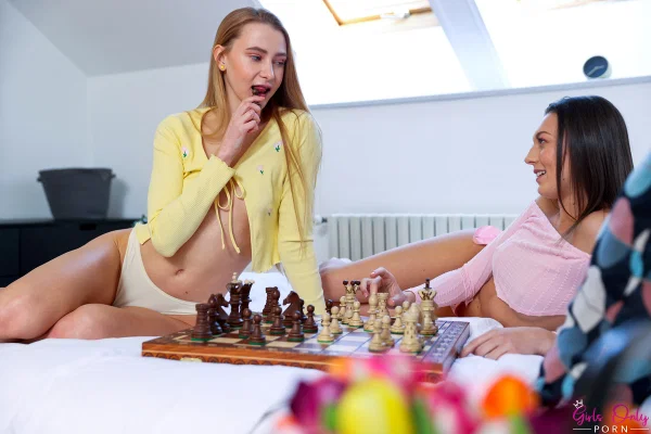 Ivi Rein & Isabella De Laa have lesbian sex during a game of chess  - Tribbing, Girlfriend, Socks, Pussy Licking, Lesbian, Czech, Tiny Tits, Natural Tits, Lingerie, Panties  - Photo 6