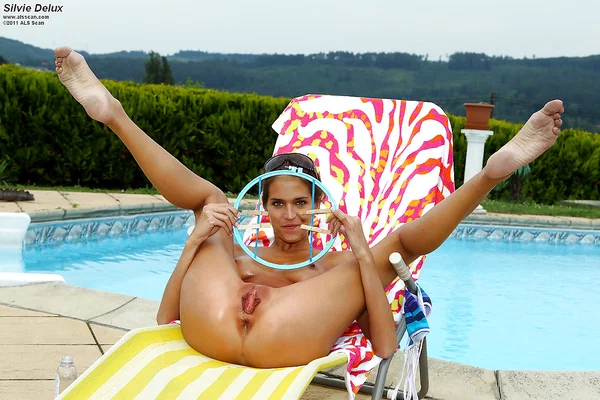 Desirable teenage hottie toying her shaved cunt by the pool  - Teen, Amateur, Pool, Outdoor, Spreading, Babe, Glasses, Masturbation, Pussy, Ass  - Photo 13