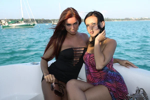 Sexy lesbians Angelica Kitten & Ashley Bulgari get totally nude aboard a yacht  - Lesbian, Outdoor, MILF, Big Tits, Spreading, Glamour, Ass, Legs, Czech, High Heels  - Photo 2