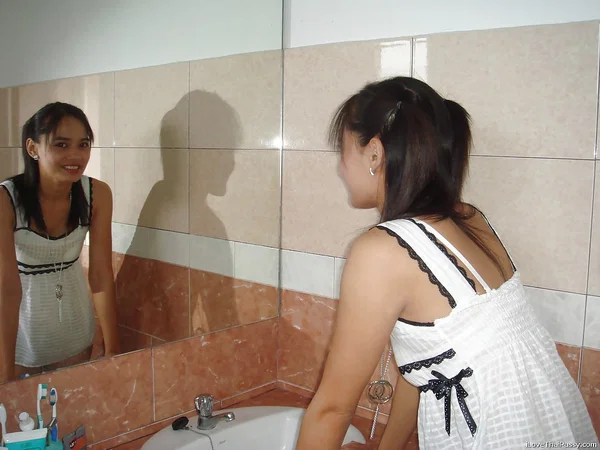 Sexy Thai teen shows off young girl body after getting nude in bathroom  - Asian, Teen, Bath, Shorts, Lingerie, Close Up, Hairy, Pussy, Tiny Tits, Babe  - Photo 1