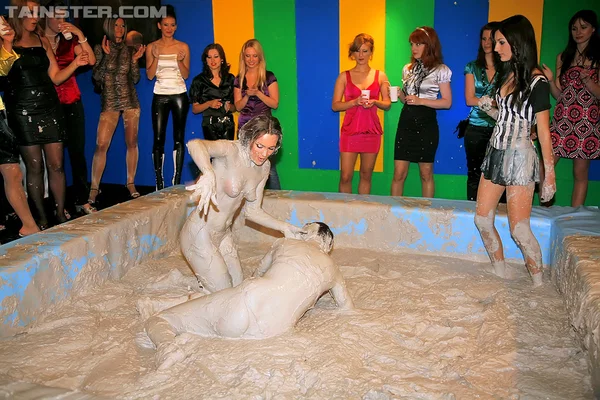 Seductive fetish gals with petite tits are into messy mud wrestling  - Fetish, Skirt, Ass, Glasses, Spreading, Asshole, PAWG  - Photo 12