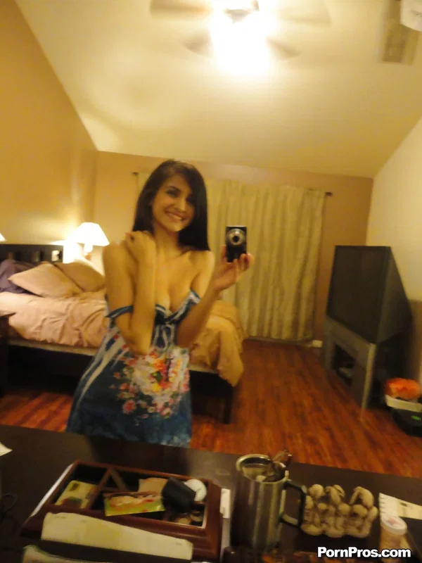 Naughty chick Zoey Kush snapping nude selfies in her bedroom mirror  - Selfie, Girlfriend, Skinny, Brunette, Clothed, Babe, Legs, Undressing, Tiny Tits, Spreading  - Photo 9