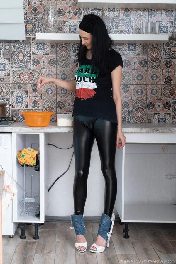 Skinny mature Nimfa Mannay plays with her hairy armpits and rubs her bush  - Mature, Yoga Pants, Saggy Tits, Latex, Hairy, Amateur, Feet, Pale, Pussy, Spreading  - Photo 1