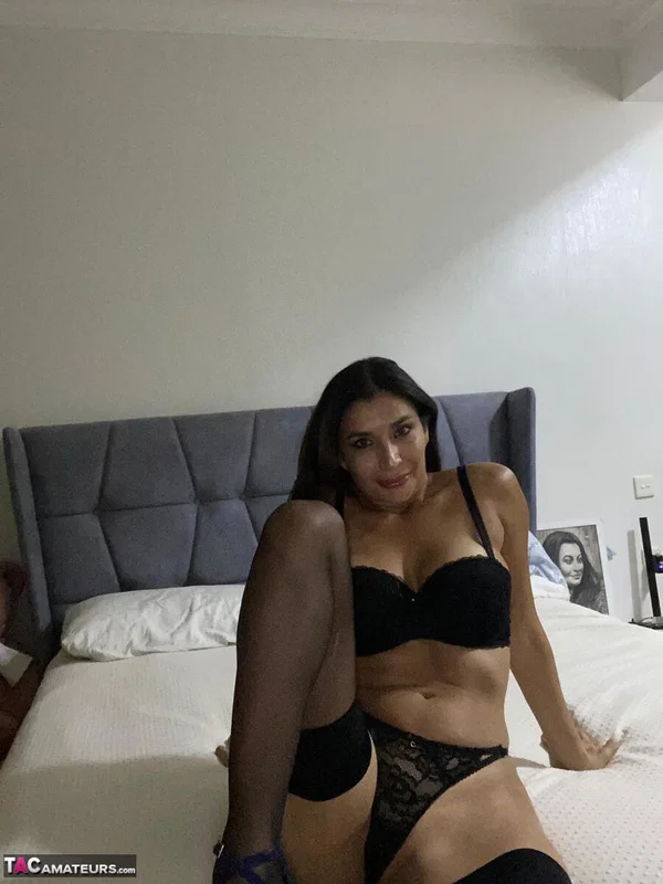 Brunette MILF Sexy Alina XXX frees her big tits before touching her pussy  - MILF, Amateur, Lingerie, Panties, Brunette, Big Tits, Spreading, Stockings, Pussy, High Heels  - Photo 1