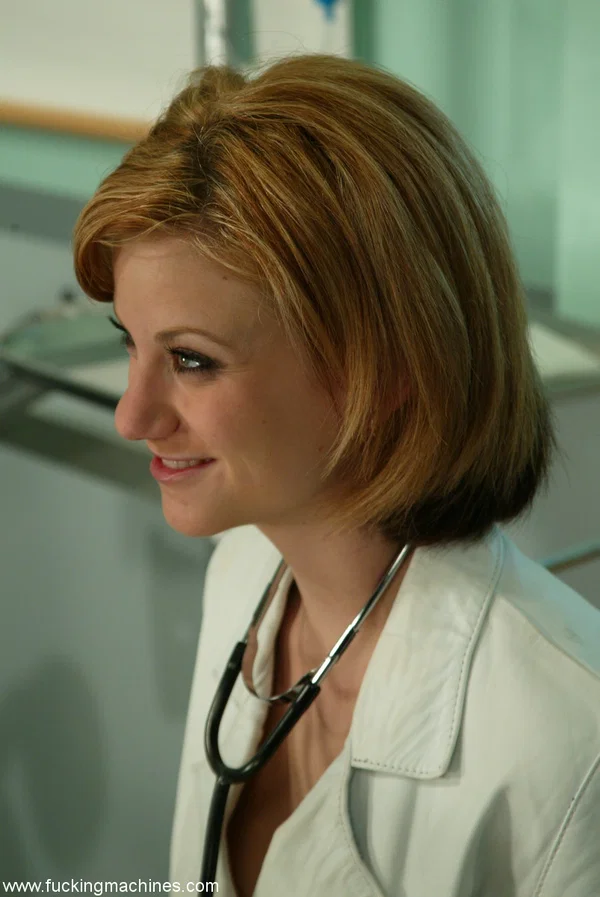 Nursing student Alex Divine pumps her boobs and toys her pussy at the clinic  - Redhead, Bondage, Short Hair, Office, BDSM, Face, Dildo, Uniform, Reality, Panties  - Photo 1