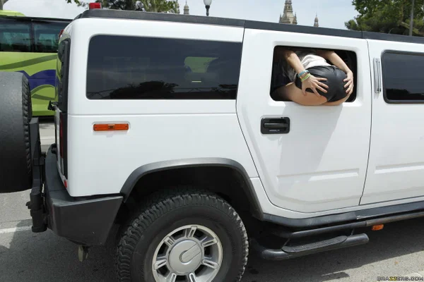 Horny chick Samia Duarte finds a stranger to fuck her juicy ass in a van  - Big Cock, Anal, Outdoor, Glasses, Pussy, Spreading, Brunette, Non Nude  - Photo 8