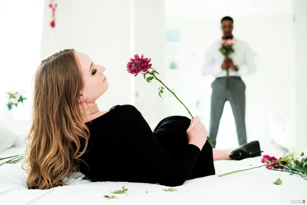 Pretty teen Daisy Stone is gifted flowers prior to interracial anal sex  - Ebony, Interracial, Anal, African, Hardcore, Cumshot, Pussy Licking, Pussy, Ass Fucking, Skirt  - Photo 1