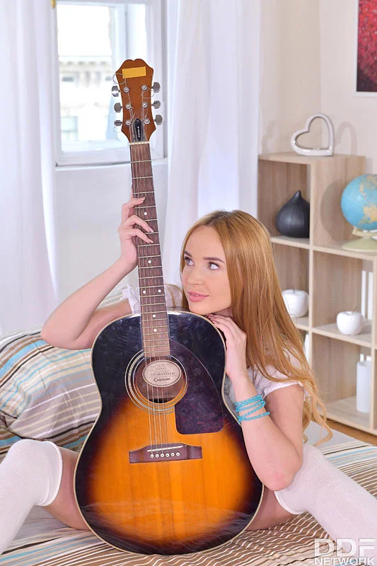 Adorable redhead Kaisa Nord plays guitar before pussy to mouth sex  - Redhead, Big Cock, Hardcore, Cowgirl, Shaved, Blowjob, Reality, Clothed, Close Up, Ass Fucking  - Photo 2