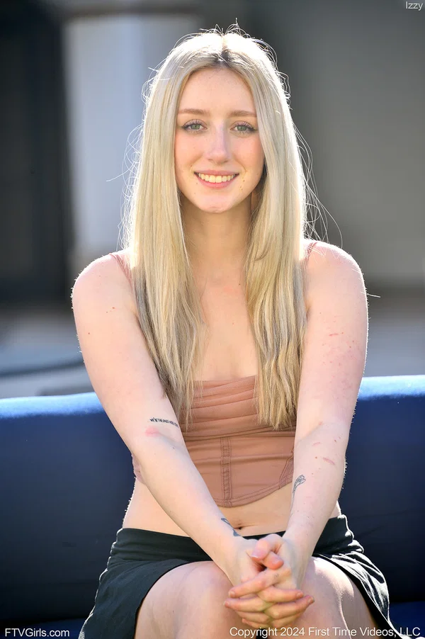 Horny blonde Izzy finger fucks on a chair out on a balcony during the day  - Squirting, Clothed, Pissing, High Heels, Pussy, Glamour, Upskirt, Fingering, Spreading, Solo  - Photo 1