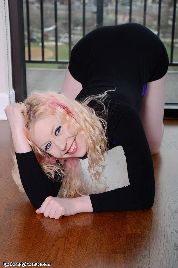 Charming young girl Sam removes a short dress to get completely naked  - Skirt, Cute, Teen, Amateur, Upskirt, Clothed, Blonde, Ass, High Heels, PAWG  - Photo 11