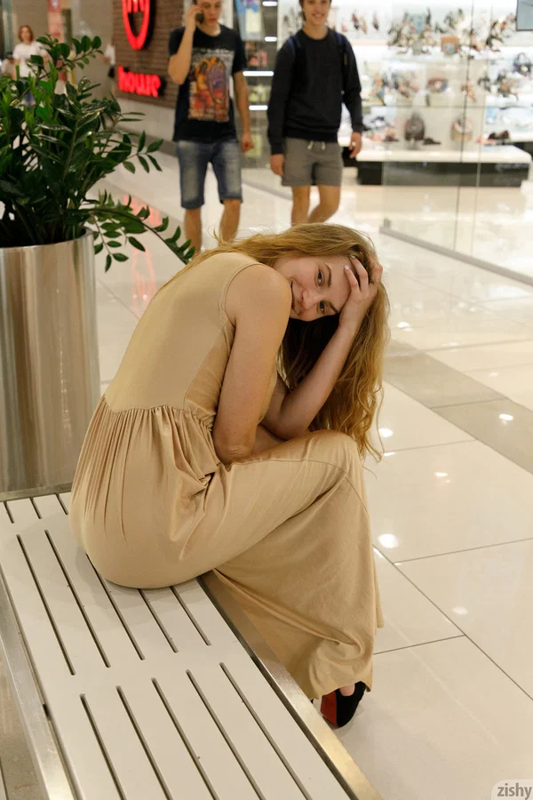 Ukrainian babe Regan Budimir flashes her big tit while posing at the mall  - Public, Beautiful, Ukrainian, Non Nude, Amateur, Curvy, Clothed, Jeans, PAWG, Chubby  - Photo 8