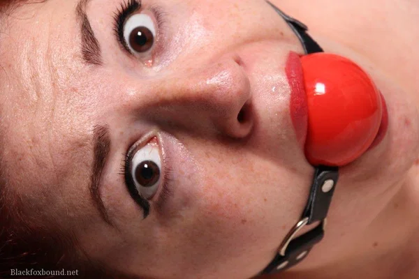 Thick redhead is hogtied in her lingerie while sporting a big ball gag  - Chubby, MILF, Curvy, BBW, Thick, Bondage, Lingerie, Redhead, BDSM, Stockings  - Photo 14