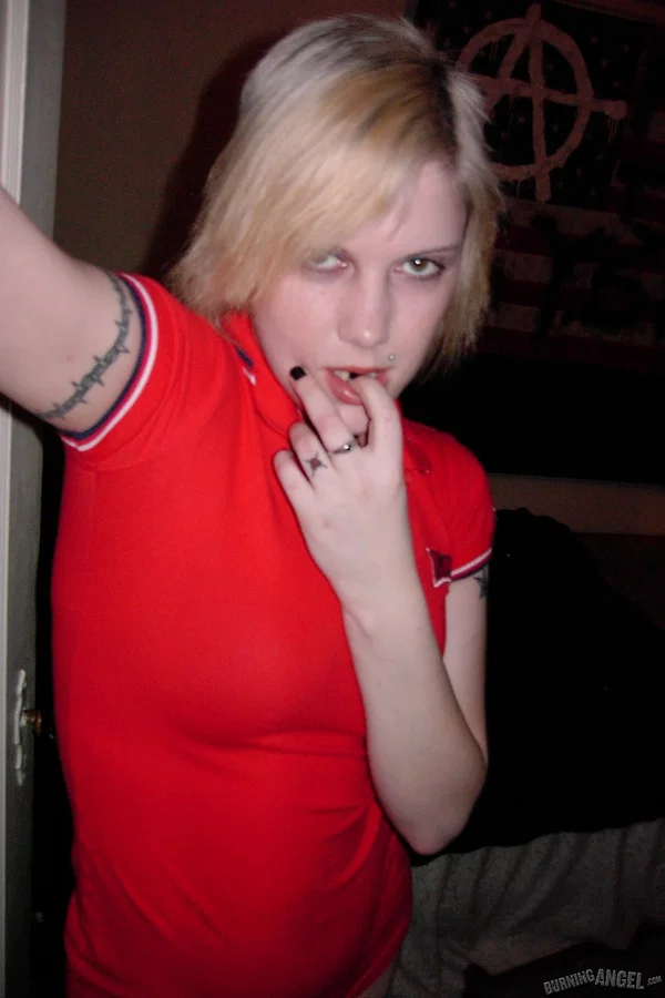 Sassy blonde fetish chick poses in skintight red dress flashing naked upskirt  - Fetish, Boots, Short Hair  - Photo 12
