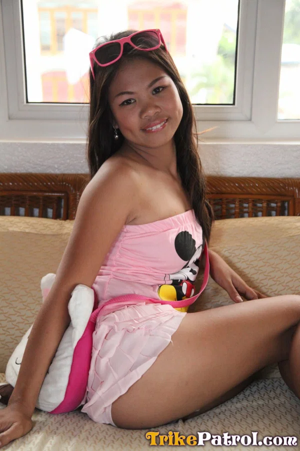 Petite Asian first timer removes Mickey Mouse top on way to getting naked  - Photo 4