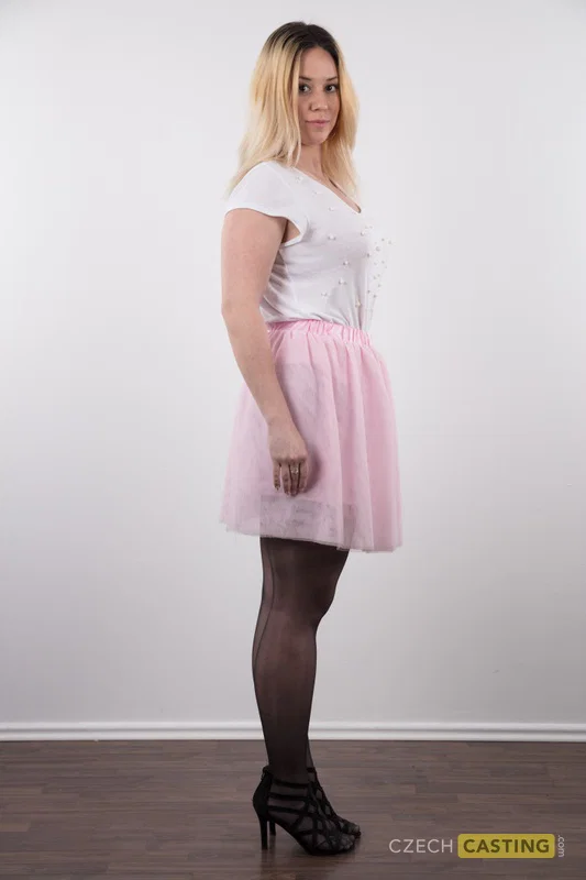 Chubby amateur Veronika stands totally naked after removing her clothes  - Czech, Casting, BBW, Curvy, Chubby, Amateur, Face, Thick, Lingerie, European  - Photo 3