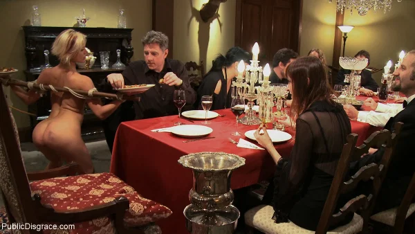 Jasmine Jolie is forced into bondage sex during a dinner party  - Orgy, BDSM, MILF, Bondage, Fingering, Natural Tits, Blonde, Ass, Spanking, Blowjob  - Photo 3