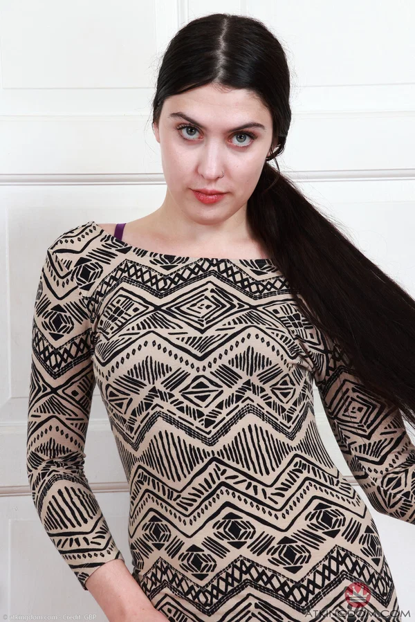 Young brunette with long hair flaunts her vagina after getting bare naked  - Amateur, Teen, Petite, White, Brunette, Cute  - Photo 1