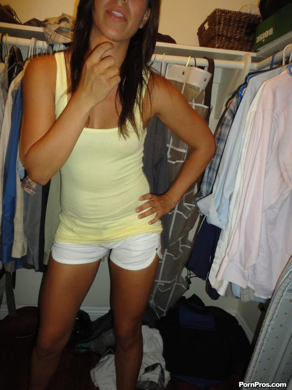 Sexy brunette Rilynn shows off her perfect tits & tan lines in bedroom strip  - Cheating, Teen, Cute, Big Tits, Glasses, Non Nude, Pussy  - Photo 11