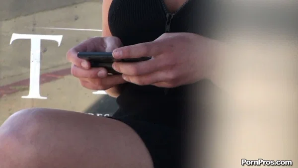 Lizzy London sits on a station and teases your imagination with crossed legs  - Teen, Cute, Outdoor, Legs, Brunette, Feet, Glasses, Non Nude  - Photo 3
