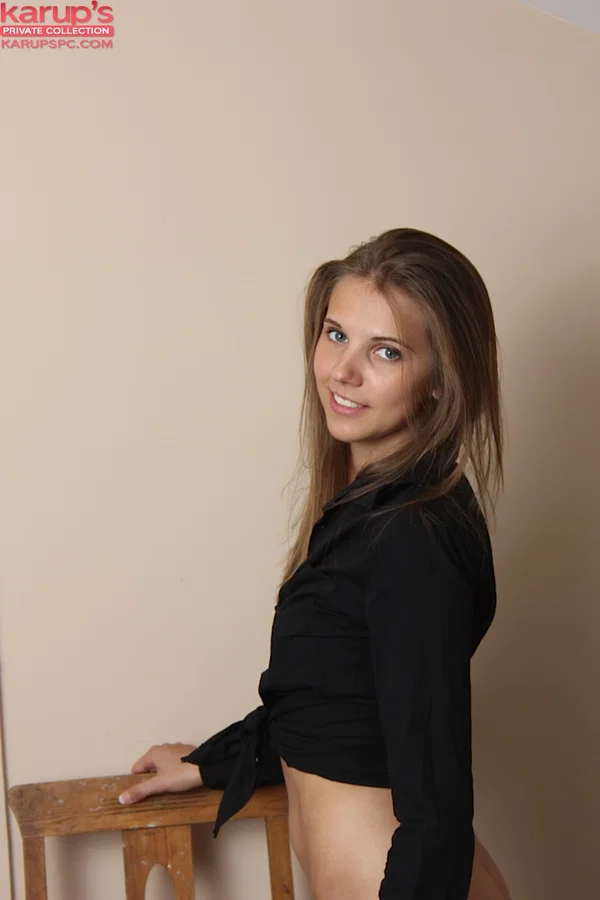 Teen with skinny shape Kira is sitting on the chair with spread legs  - Amateur, Teen, Socks, Pussy, Piercing, Babe, Masturbation, Nipples, Ass, Tiny Tits  - Photo 2