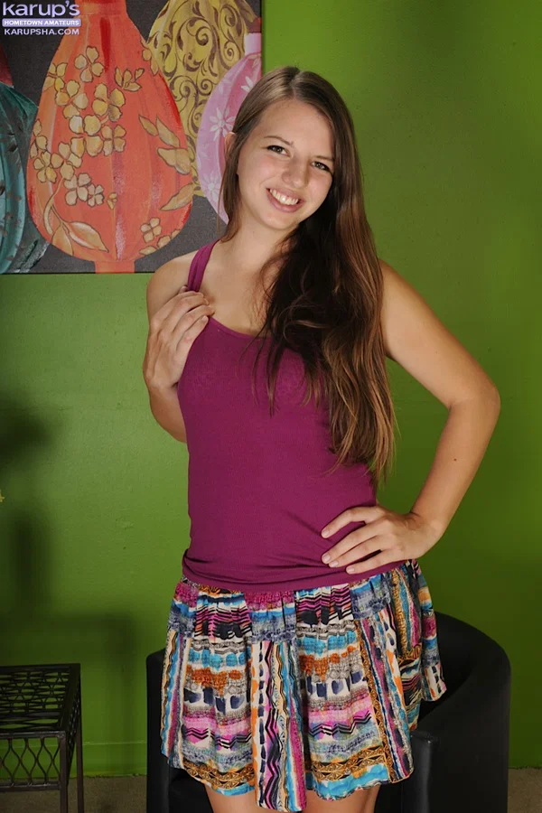 Cute teen chick Anne Marie strips to reveal perfect teen titties  - Amateur, Teen, Pussy, Nipples, Shaved, Clothed, Spreading, Close Up, Skirt, Natural Tits  - Photo 1