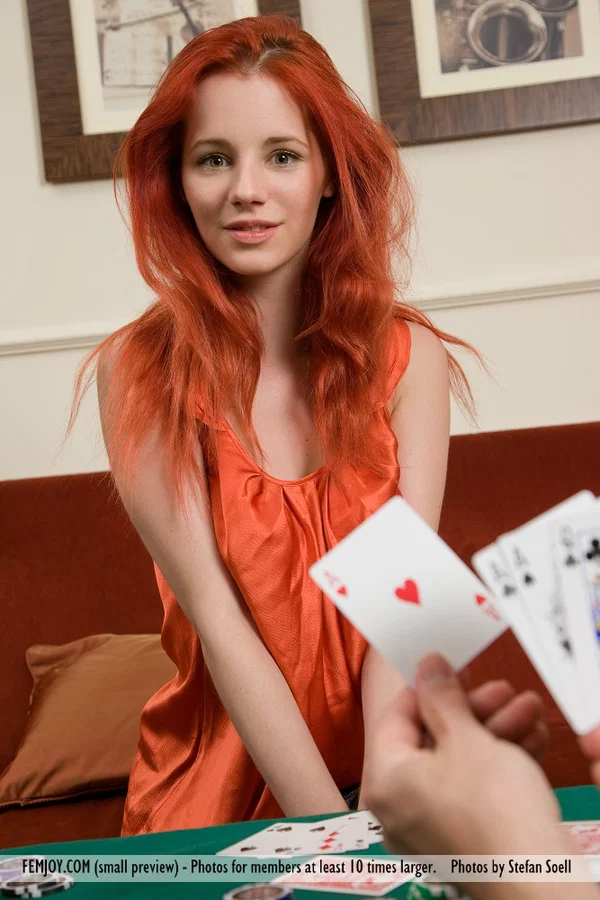 Hot redhead Ariel removes clothes after losing at poker & rolls in the chips  - Reality, Redhead, Hairy, Legs, European, Ass, Model, Babe, Pussy, Glamour  - Photo 1