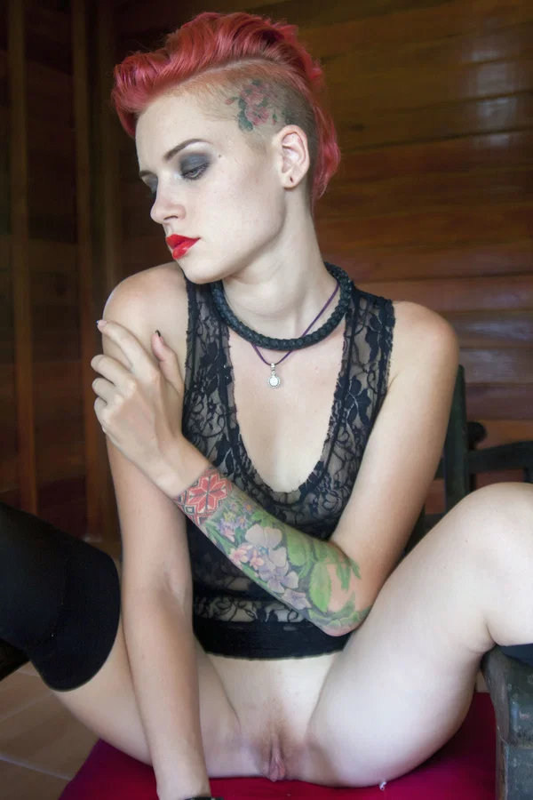 The Life Erotic performed by Leocadia Hot Photos  - Short Hair, Tattoo, Redhead, Pussy, Stockings, Teen, Big Clit, Feet, Spreading, Tiny Tits  - Photo 6