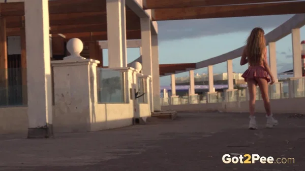 Blonde teen Melody Teen takes a piss on a concourse out of desperation  - Public, Teen, Pissing, Beautiful, Blonde, Outdoor, Skirt, Upskirt, Spreading, Ass  - Photo 15