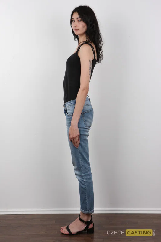 Amateur model with dark hair stands naked before a close-up of her bald cunt  - Casting, Amateur, Czech, Ass, Jeans, Close Up, Panties, Nipples, Shaved, Lingerie  - Photo 3