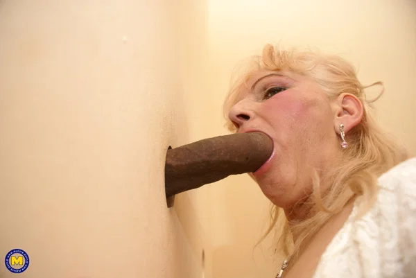 Blonde granny MaireAnn gets blacked through a gloryhole and enjoys a facial  - Gloryhole, Mature, Curvy, Interracial, Chubby, BBW, Thick, Cumshot, Ass Fucking, Amateur  - Photo 8