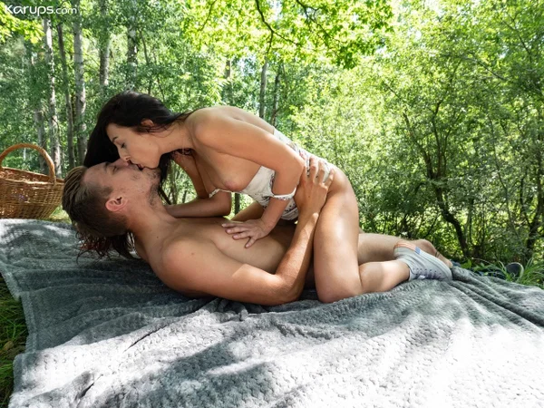 Katy Rose and her man friend have sex under a tree near a creek  - Reality, Outdoor, European, Doggy Style, Czech, Ass, Amateur, Brunette, Ass Fucking, Skirt  - Photo 11