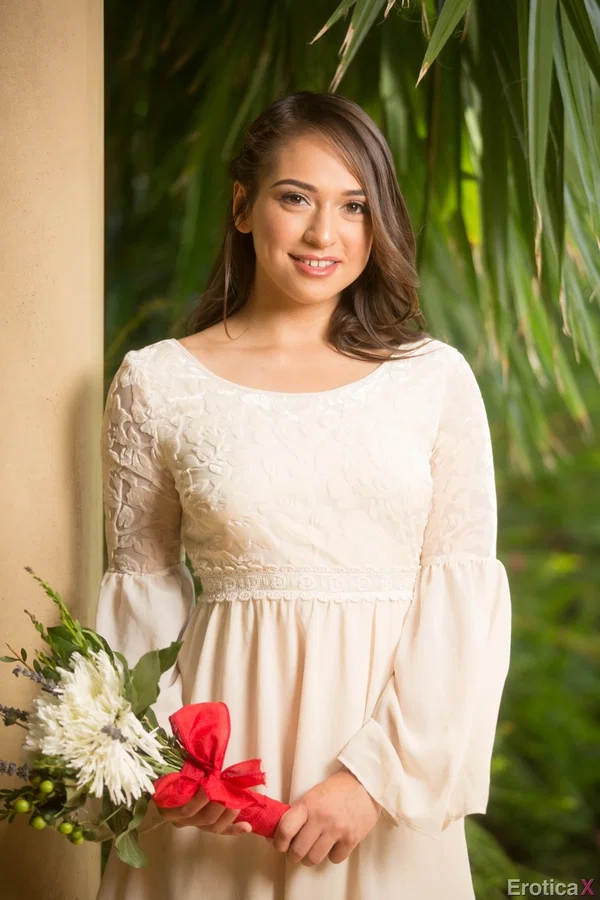 Petite erotic bride Latina Sara Luvv peels to pose naked in the wedding bower  - Wedding, Dress, Upskirt, Reality, Teen, Latina, Clothed, Petite, Outdoor, Ass  - Photo 1