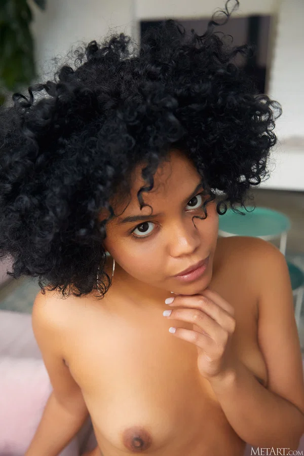 Ebony babe Selva Lapiedra strips & shows her big ass & perfectly trimmed muff  - Ebony, African, Curly, Short Hair, Pussy, Face, Close Up, Natural Tits, Spreading, Black  - Photo 17
