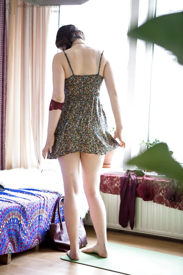 Hidden voyeur spies brunette amateur Emilia pulling on panties and dress  - Voyeur, Amateur, Panties, Clothed, Skirt, Ass, Brunette, Lingerie, PAWG  - Photo 12
