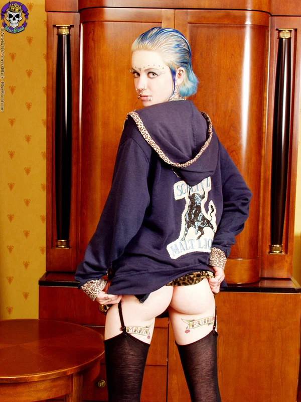 Punk teen Rachel Face shows her well tatted body in black nylons and garters  - Piercing, Tattoo, Fetish, Stockings, Ass, Tiny Tits, Beautiful, Nipples, Pussy, Babe  - Photo 13
